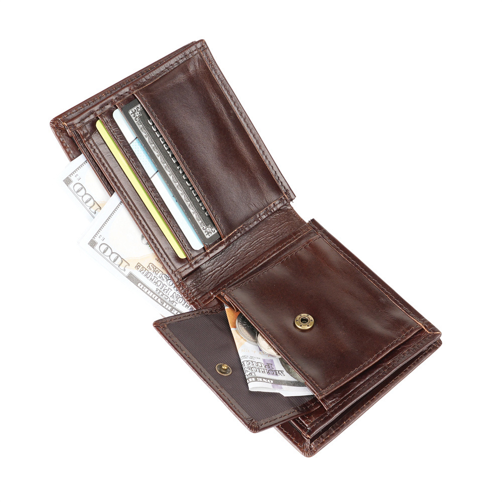 メンズ長財布 本革仕立て手縫いステッチ二つ折り財布