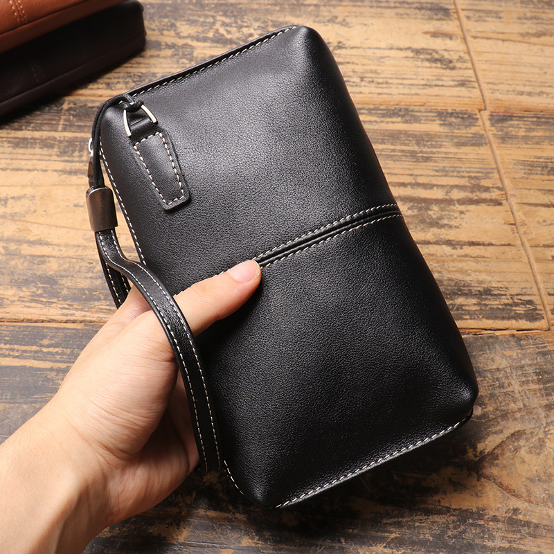 メンズ長財布 本革ハンドストラップ付き財布