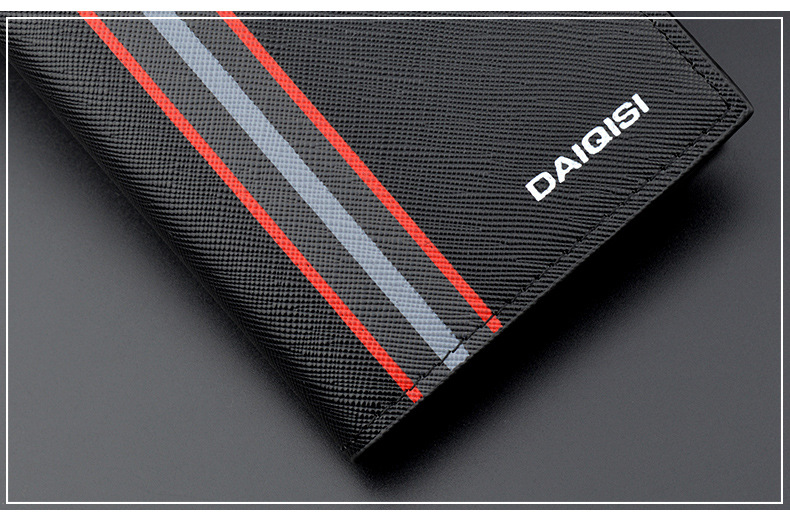 メンズ長財布  コンパクト多機能収納 合成皮革