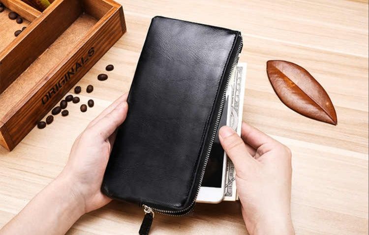 メンズ長財布 薄い スリムジップウォレット本革長財布