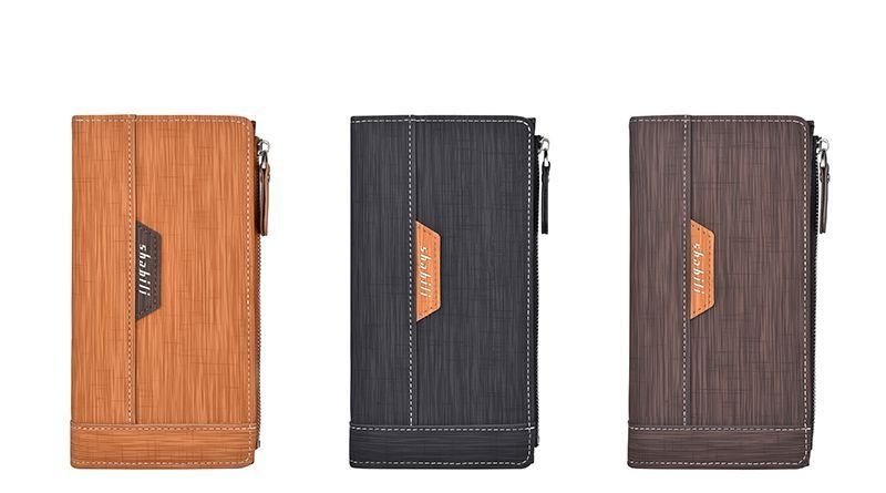 メンズ長財布 小型 木目調スリム財布