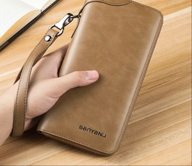 メンズ長財布 コンパクト スマートハンドル付き本革長財布
