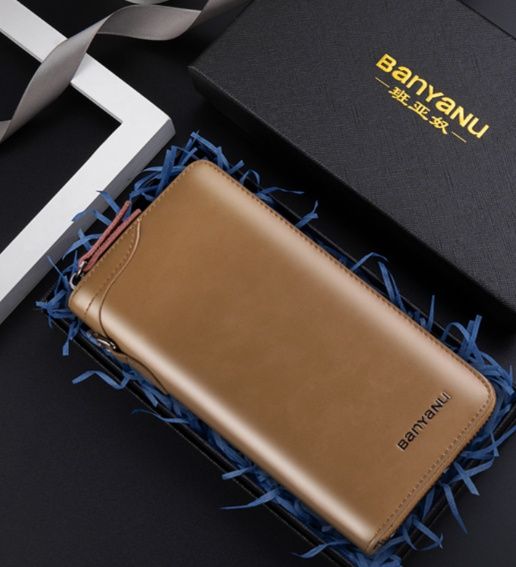 メンズ長財布 コンパクト スマートハンドル付き本革長財布