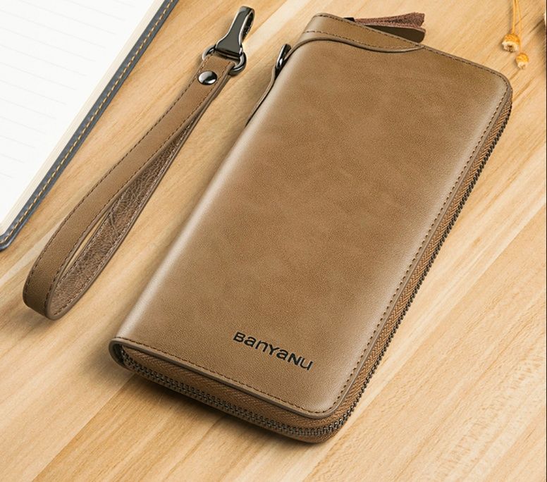 メンズ長財布 コンパクト スマートハンドル付き本革長財布