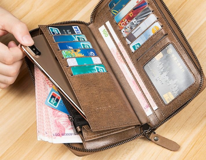 メンズ長財布 コンパクト スマートハンドル付き本革長財布