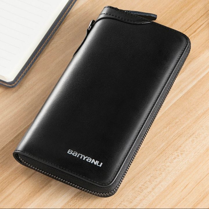メンズ長財布 コンパクト スマートハンドル付き本革長財布
