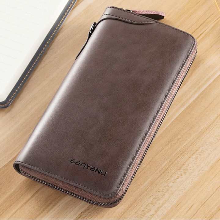 メンズ長財布 コンパクト スマートハンドル付き本革長財布