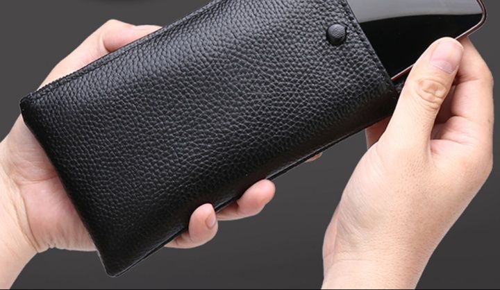 メンズ長財布 コンパクト 立体模様の薄型レザー財布