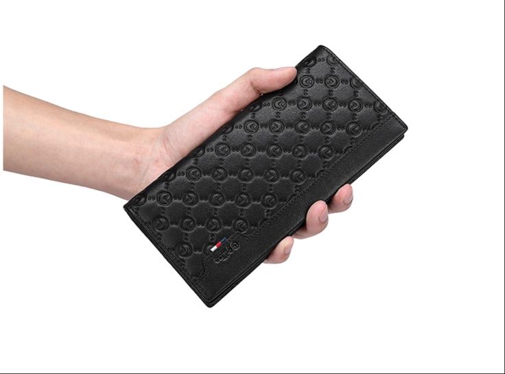メンズ長財布 コンパクト 型押し模様の紳士用薄型長財布