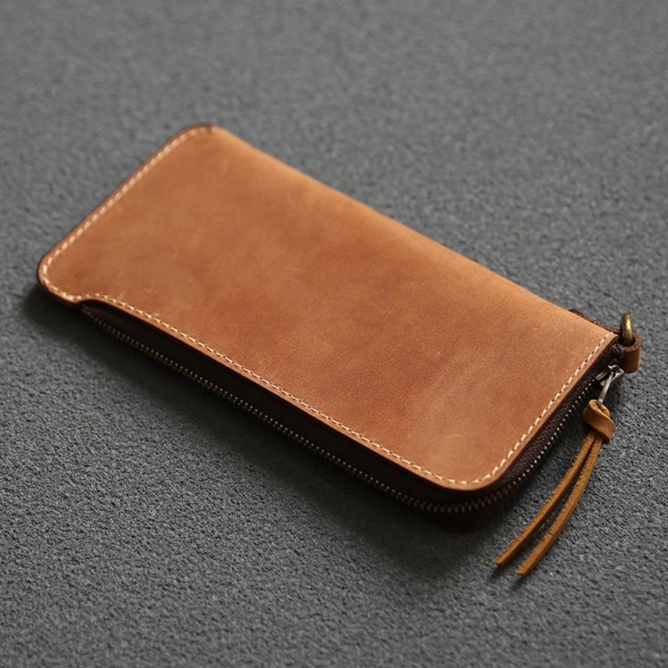 メンズ長財布 小型 本革ファスナー式