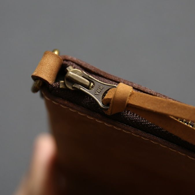 メンズ長財布 小型 本革ファスナー式