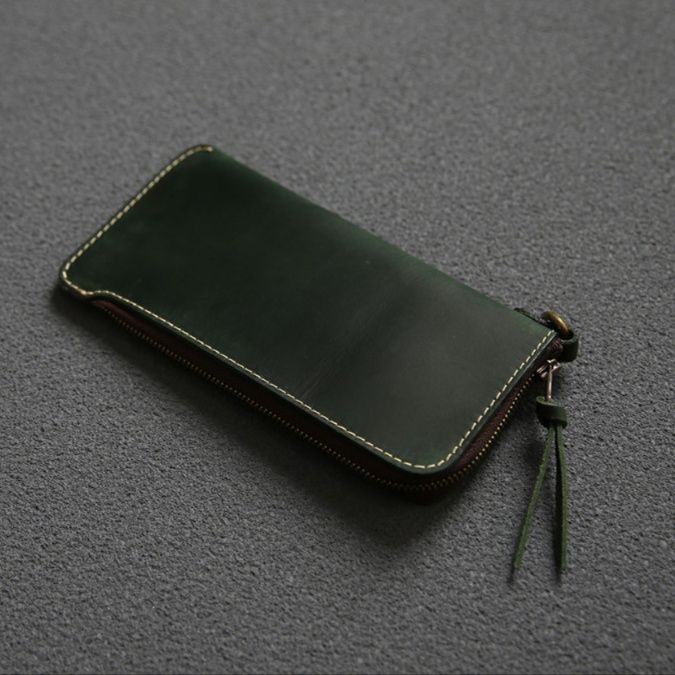 メンズ長財布 小型 本革ファスナー式