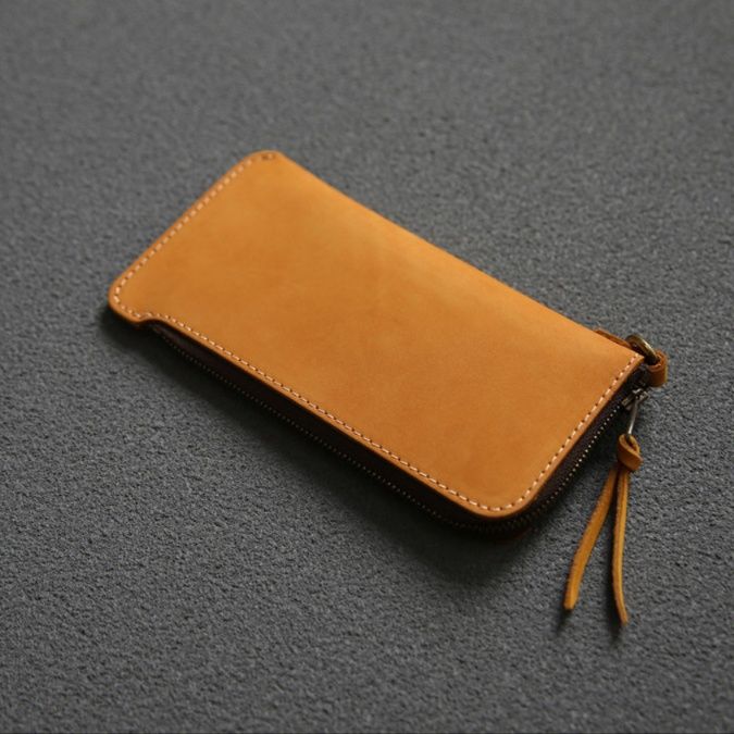 メンズ長財布 小型 本革ファスナー式