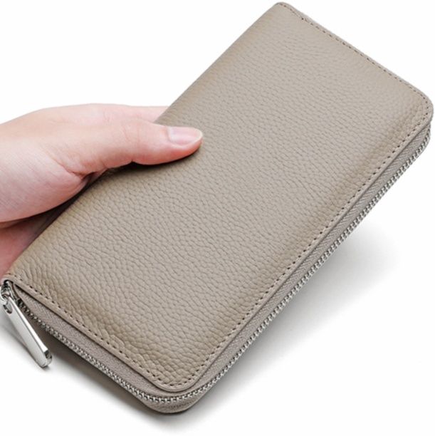 メンズ長財布 牛革型押しラウンド財布