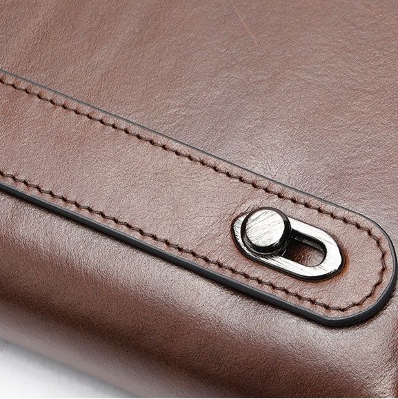 メンズ長財布 スマートストラップ 牛革ラウンド財布