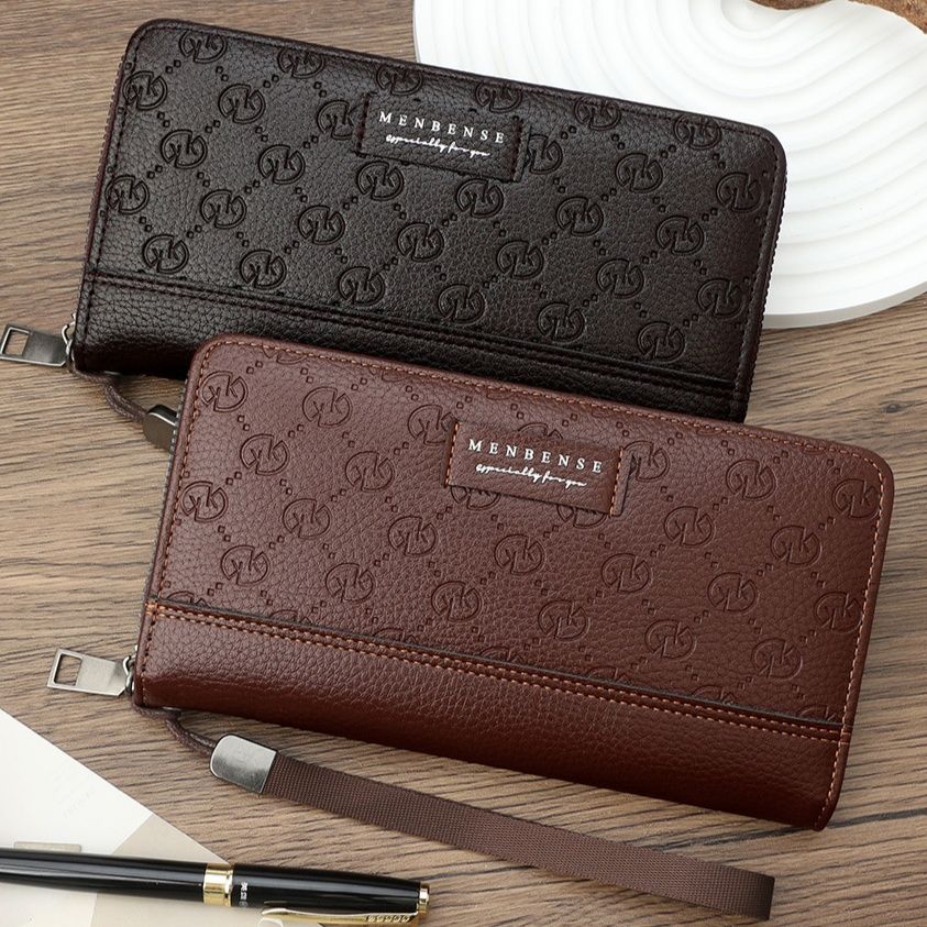 メンズ長財布 紋様彫り込み携帯長財布