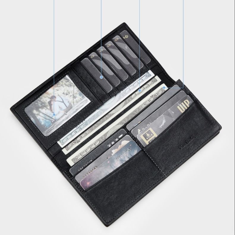 メンズ長財布 高級牛皮コンパクト長財布