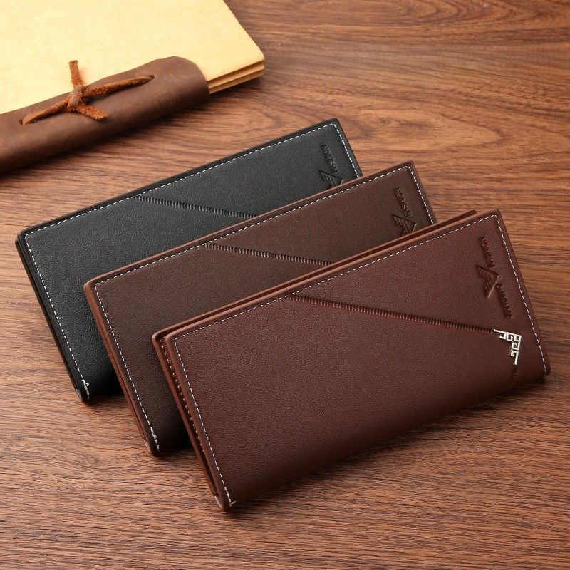 メンズ長財布 洗練スリム角飾り長財布