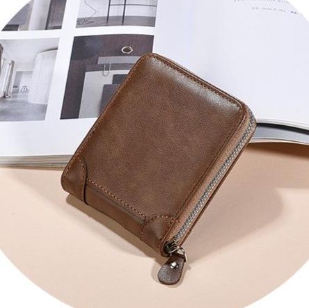 メンズ長財布 本革コンパクトジップウォレット