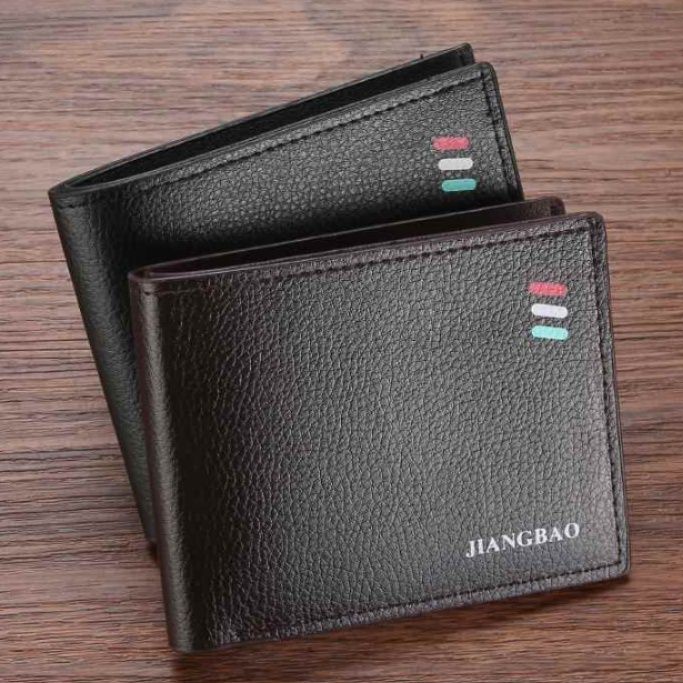 メンズ長財布 シンプル三色ライン二つ折り財布