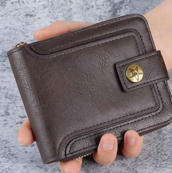 メンズ長財布 星飾り二つ折りコンパクト財布