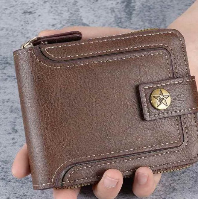 メンズ長財布 星飾り二つ折りコンパクト財布