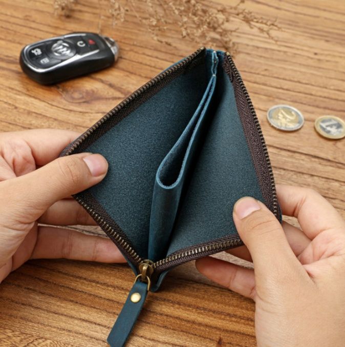 メンズ長財布 牛革ミニマル二つ折り財布