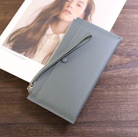 メンズ長財布 本革薄型長財布ストラップ付きスリムタイプ