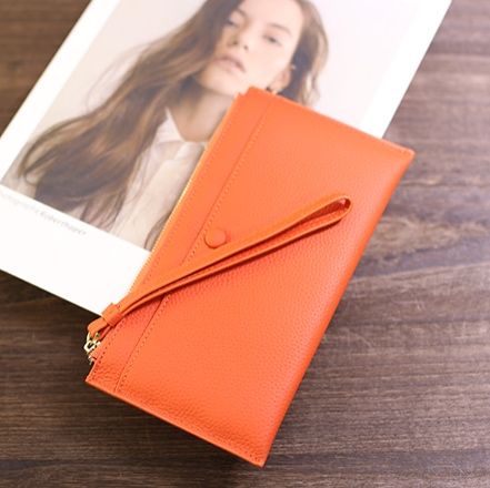 メンズ長財布 本革薄型長財布ストラップ付きスリムタイプ