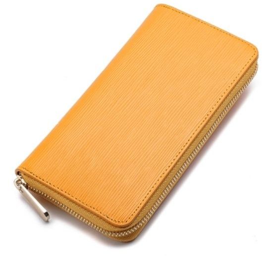 メンズ長財布 縦縞型押し本革ラウンドジップ長財布