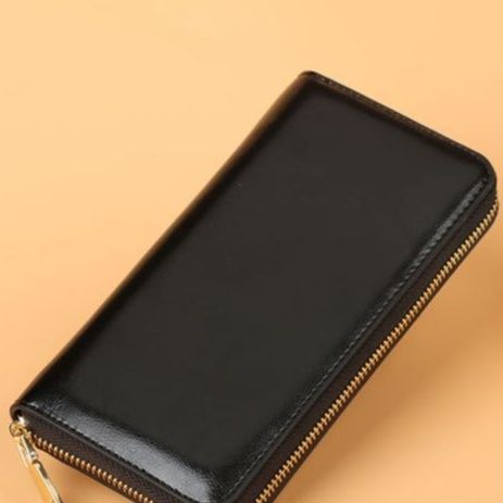 メンズ長財布 本革製ラウンドファスナー薄型長財布