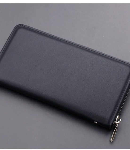 メンズ長財布 薄い 上質革使用スリム長財布ストラップ付き