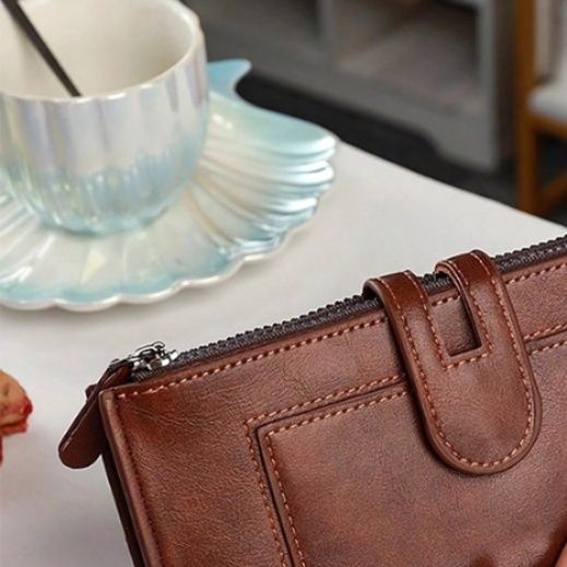 メンズ長財布 薄い 合成皮革 札入れ カード入れ