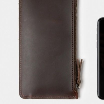 メンズ長財布 薄い 本革製スリム設計ファスナー式長財布