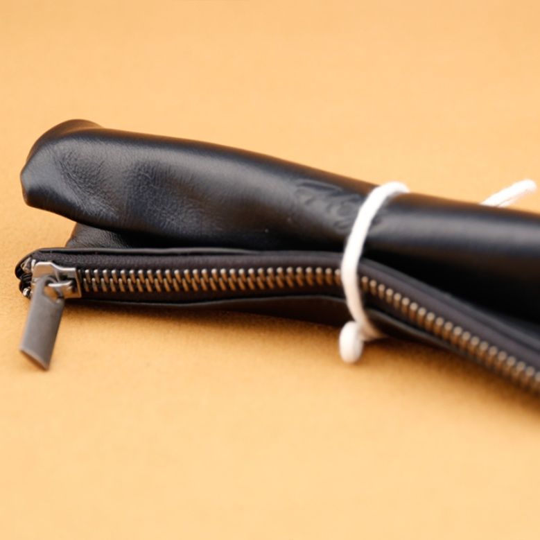 メンズ長財布 本革製薄型ジップ式多機能長財布