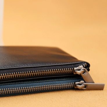 メンズ長財布 本革製薄型ジップ式多機能長財布