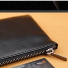 メンズ長財布 本革製薄型ジップ式多機能長財布