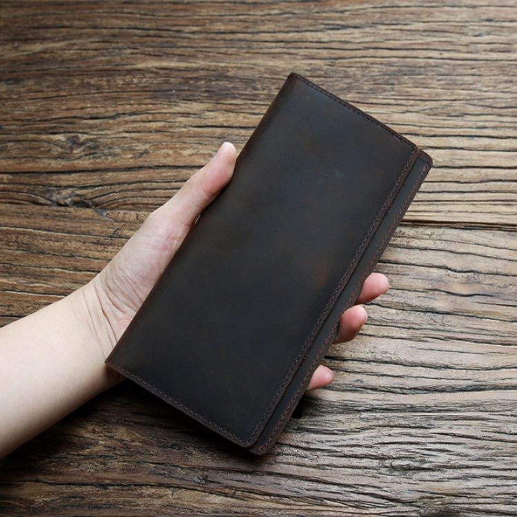 メンズ長財布 本革手縫い仕上げ薄型二つ折り長財布