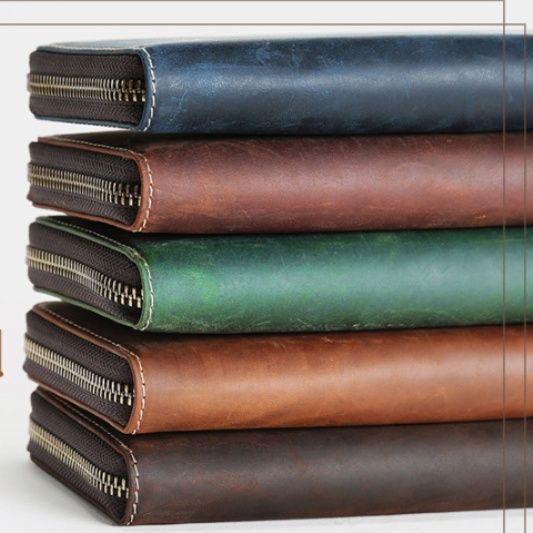 メンズ長財布 ラウンドファスナー式多機能収納長財布