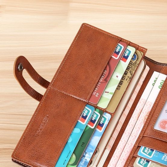 メンズ長財布 本革ベルト留め薄型多機能長財布