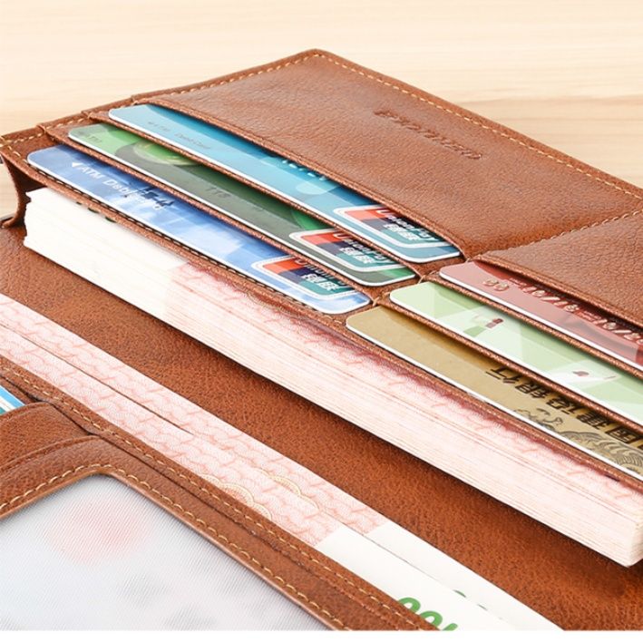 メンズ長財布 本革ベルト留め薄型多機能長財布
