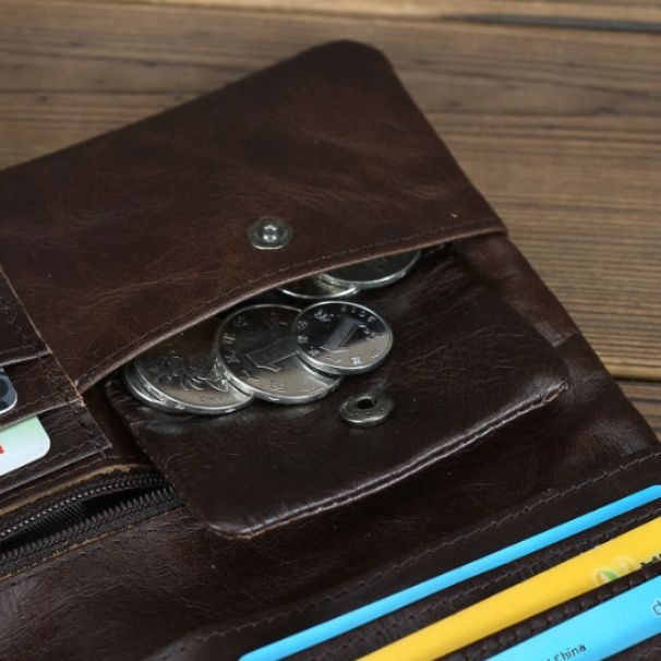 メンズ長財布 本革薄型軽量ベルト留めメンズ長財布