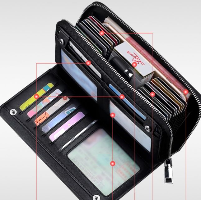 メンズ長財布 動物刺繍デザイン多機能ジッパー長財布