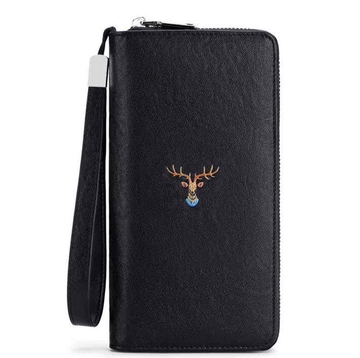 メンズ長財布 動物刺繍デザイン多機能ジッパー長財布