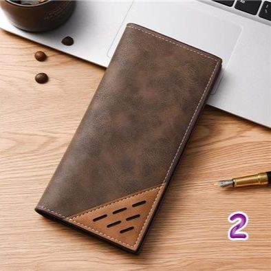 薄いメンズ長財布 二つ折り カード収納 3色展開