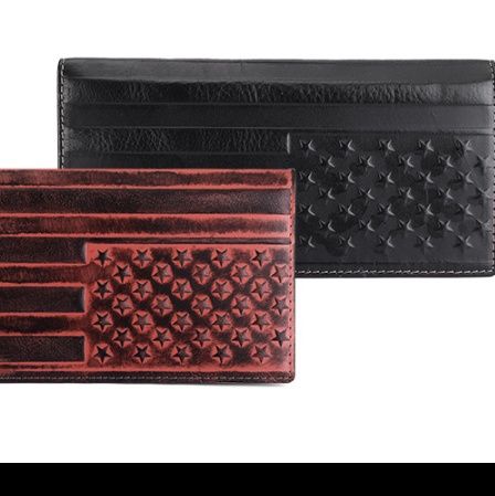 メンズ長財布 星型スタッズ装飾本革薄型長財布