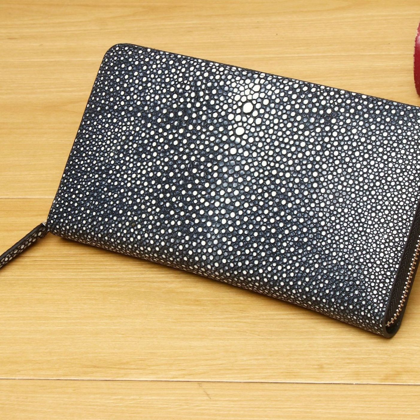 メンズ長財布 星空模様本革ラウンドファスナー長財布