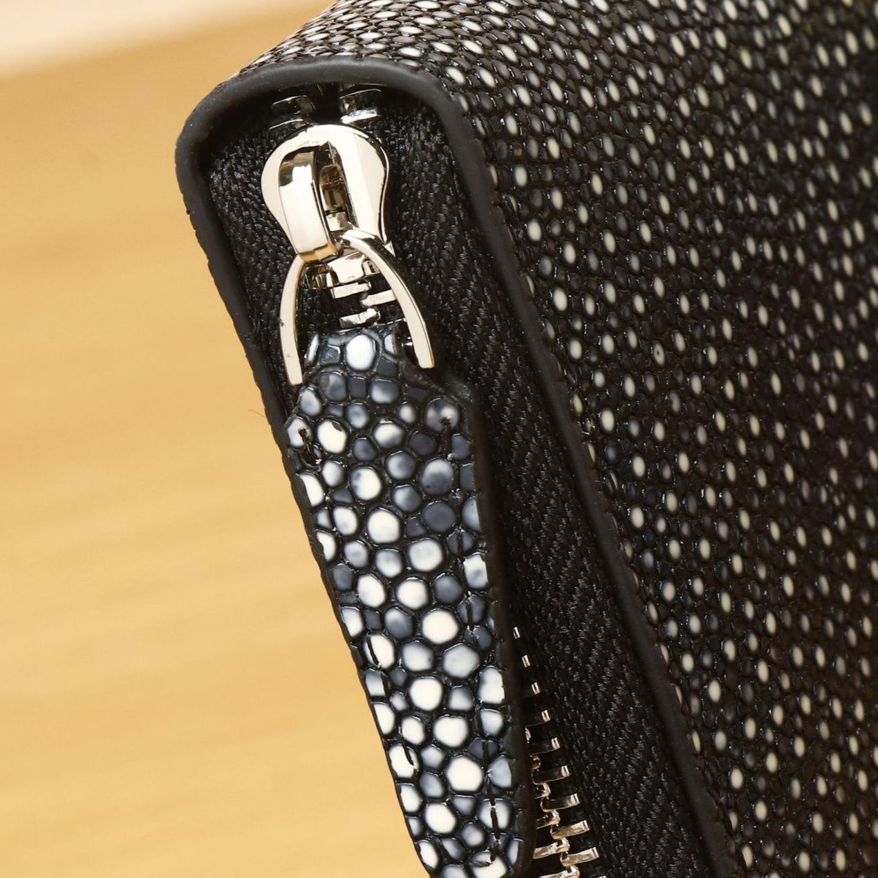 メンズ長財布 星空模様本革ラウンドファスナー長財布