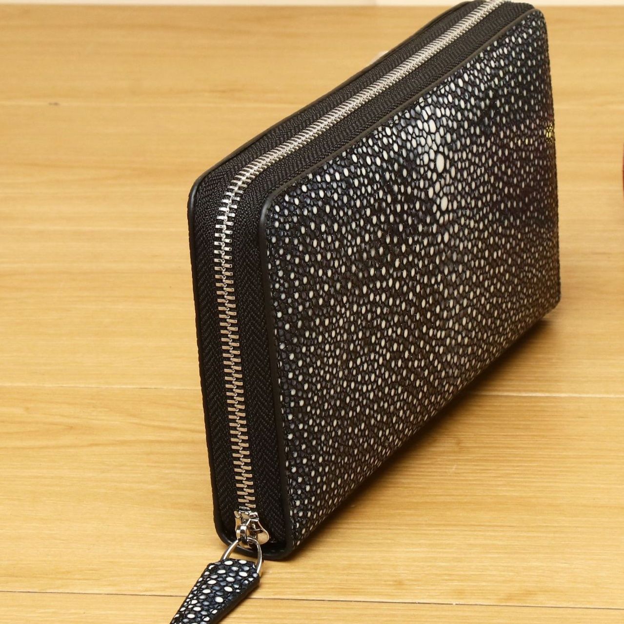 メンズ長財布 星空模様本革ラウンドファスナー長財布