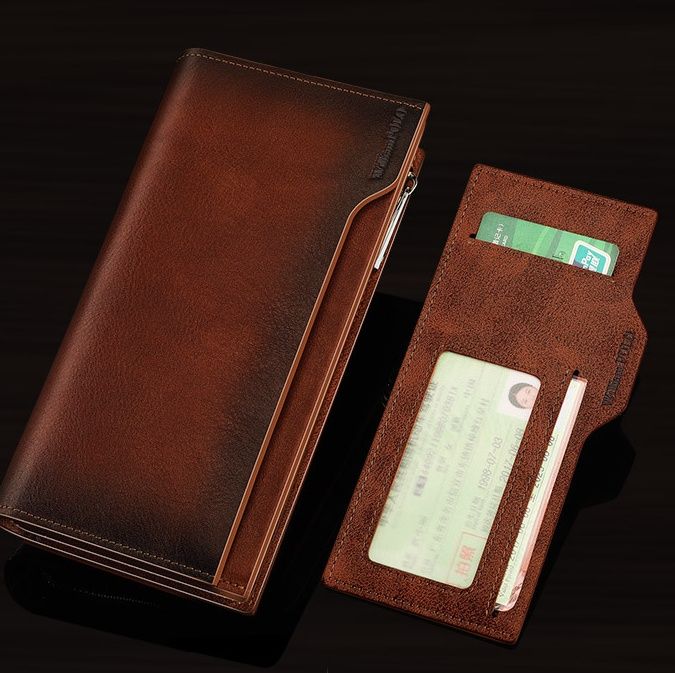 メンズ長財布 多機能ジッパー式二つ折り長財布